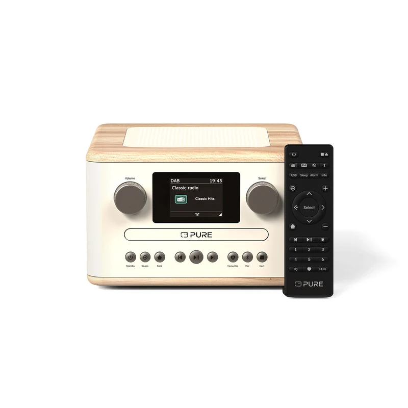 Pure Classic C-D4 Radio Digitale DAB+ FM con CD Bluetooth Bianco Cotone Rovere