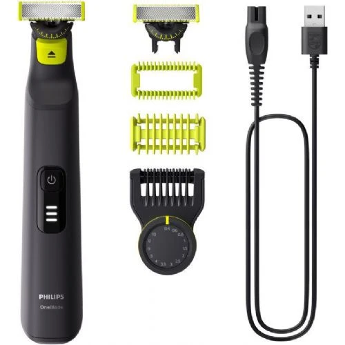 Rifinitore per uomo Philips OneBlade Pro 360 QP6542/15, lame a 360 gradi, 14 impostazioni di lunghezza, utilizzo a secco e bagnato, fino a 90 minuti di autonomia, accessori per il corpo inclusi.
