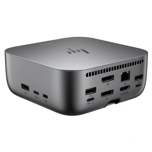 Docking station per laptop HP Thunderbolt 4 Ultra Dock G6 da 180 W con 3 porte USB-C, 5 porte USB-A, 2 porte DisplayPort, HDMI e connettore di rete.