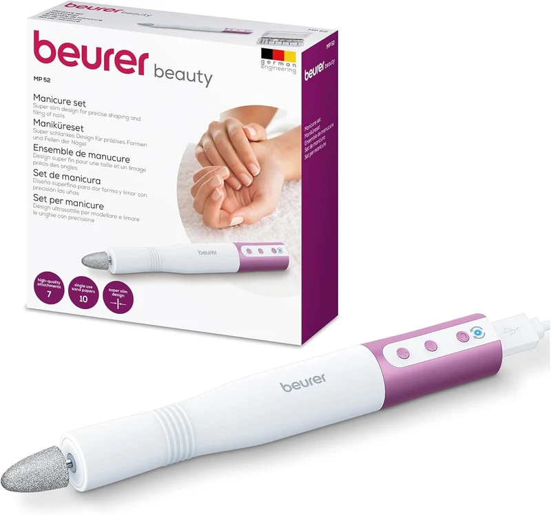 Beurer MP 52 Dispositivo Elettronico per Manicure e Pedicure 15000 RPM 7 Accessori