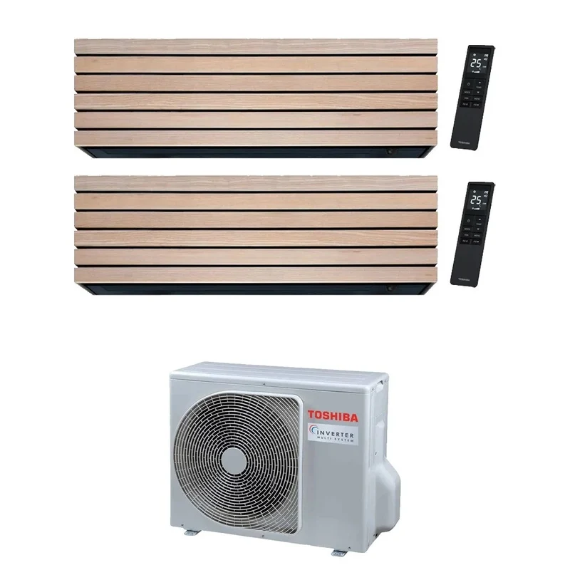Condizionatore Dual Split Toshiba Daiseikai 10 Wood 9+9 (10+10) con RAS-2M14G3AVG-E R-32 Wi-FI Integrato