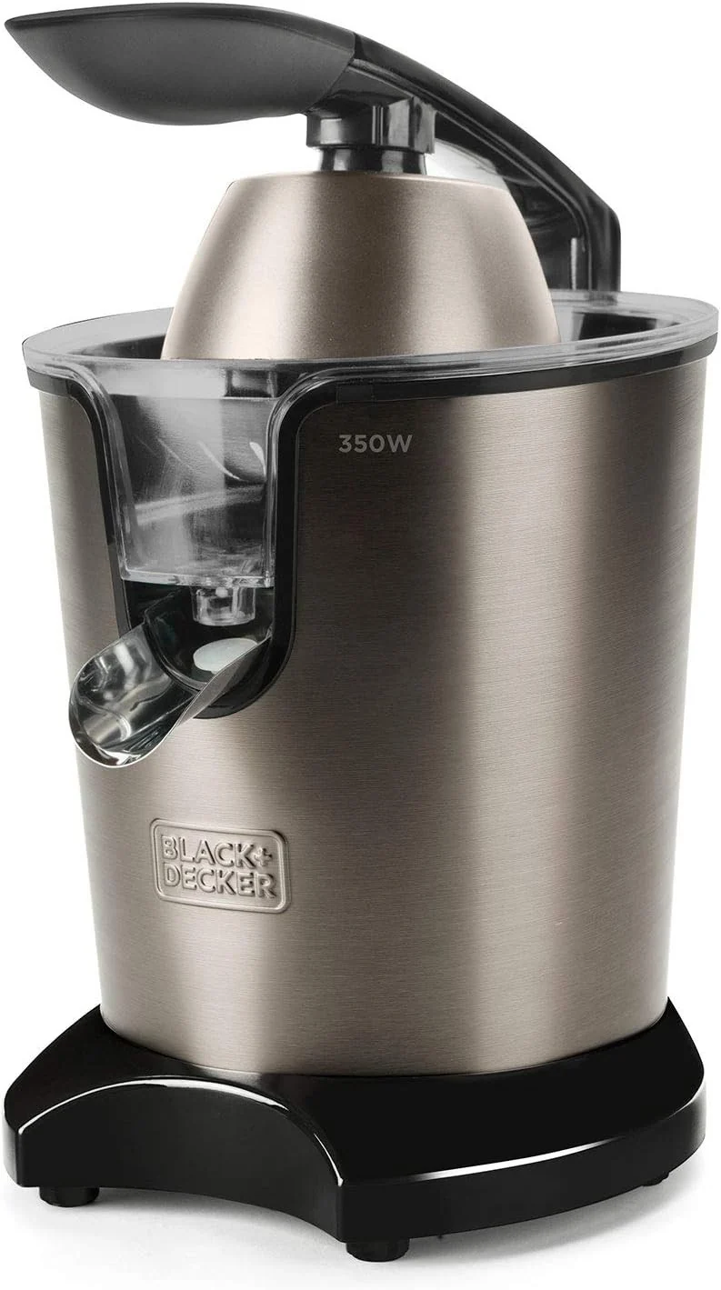 Black & Decker BXCJ350E Spremiagrumi Elettrico 350W con Leva Nero/Inox