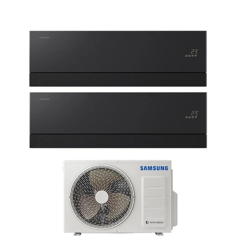 Condizionatore Dual Split Samsung WindFree Première Black 7+12 con AJ040TXJ2KG R-32 Wi-Fi Integrato