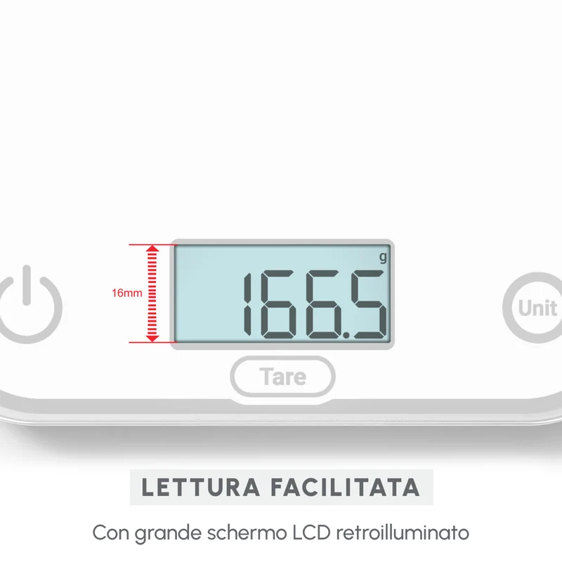 Moulinex BN50U0 Bilancia da Cucina Elettronica 5kg Precisione 0,5g Bianca Vetro