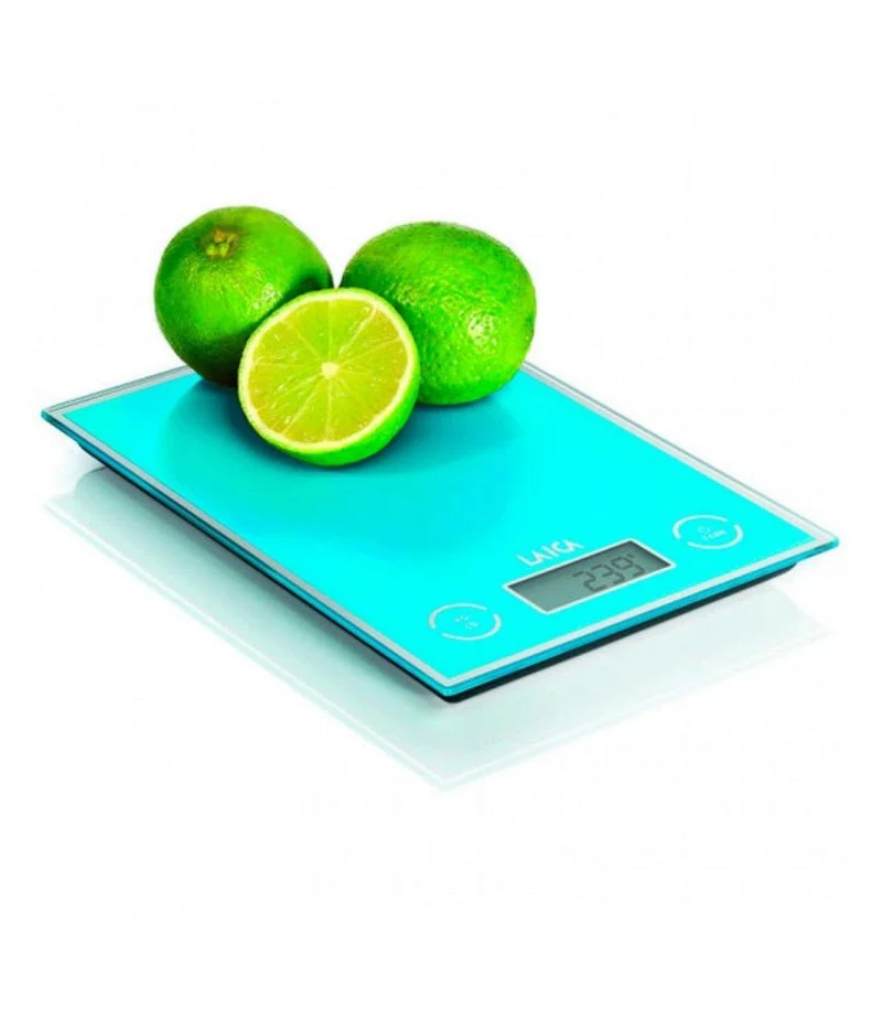 Laica Bilancia da Cucina Digitale KS1050 LCD 5 kg Blu Cristallo Temperato