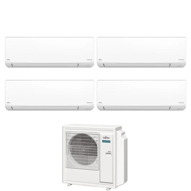 Condizionatore Quadri Split Fujitsu KJ White 7+9+12+12 con AOEG30KBTA4 R-32 Wi-Fi Integrato