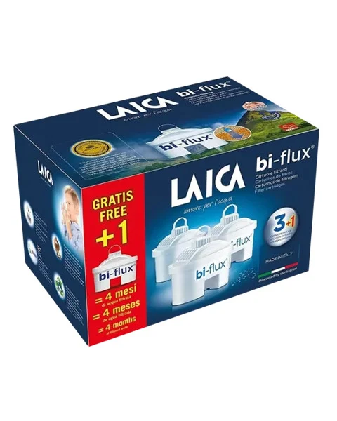 Laica Cartucce Filtranti Bi-flux 4 Pezzi Riduzione Durezza e Contaminanti Acqua