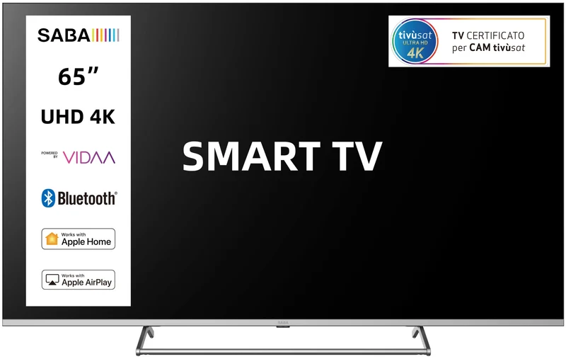 SABA Smart TV 65" SA65KN9VDA Ultra HD 4K LED VIDAA Triplo Tuner DVB-T2/C/S2 HEVC TivuSAT Dolby Audio