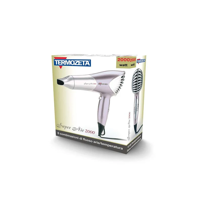 Termozeta Asciugacapelli Super Air 2000W 2 Velocità 3 Temperature con Concentratore Viola/Argento