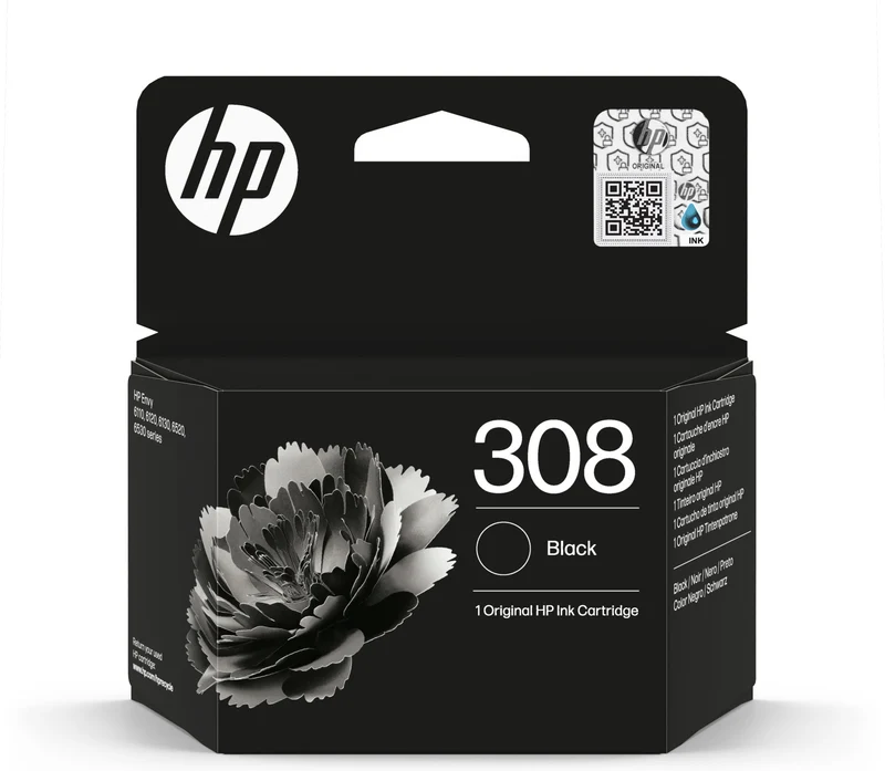 HP 308 Cartuccia Inchiostro Originale Nero Pigmentato Resa Standard 7FP21UE per Envy