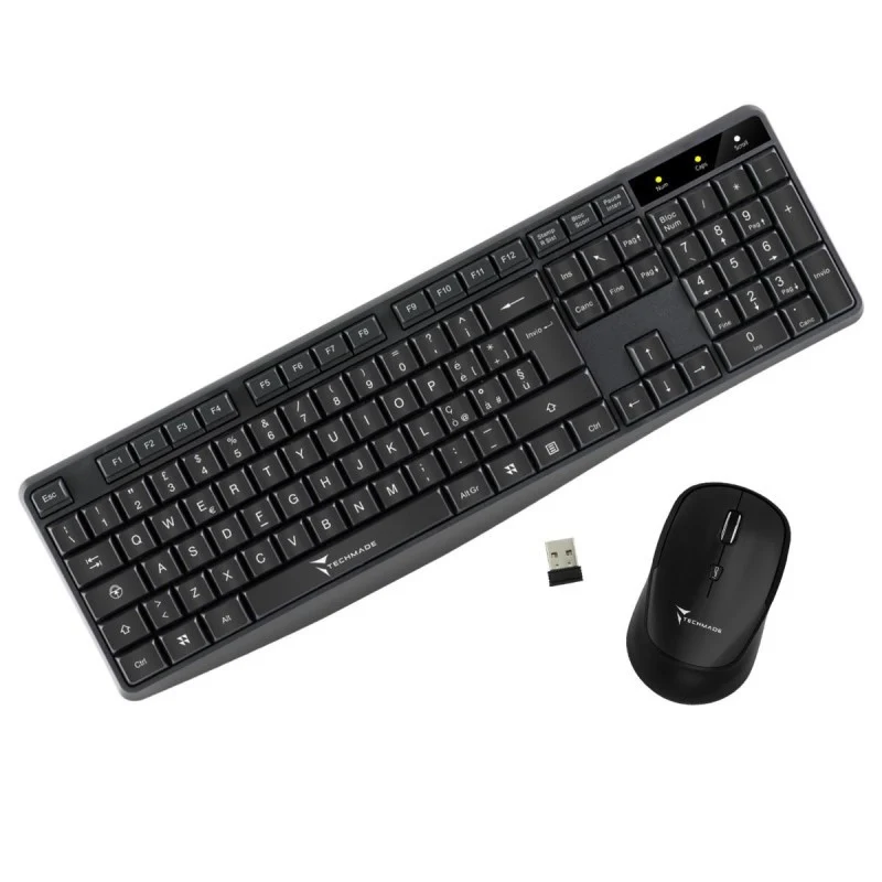 Techmade Kit Tastiera e Mouse Wireless TM-KM001 2.4GHz Layout Italiano Nero