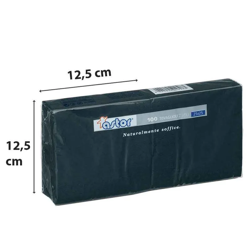 Tovaglioli 25x25 2 Veli 100pz Nero