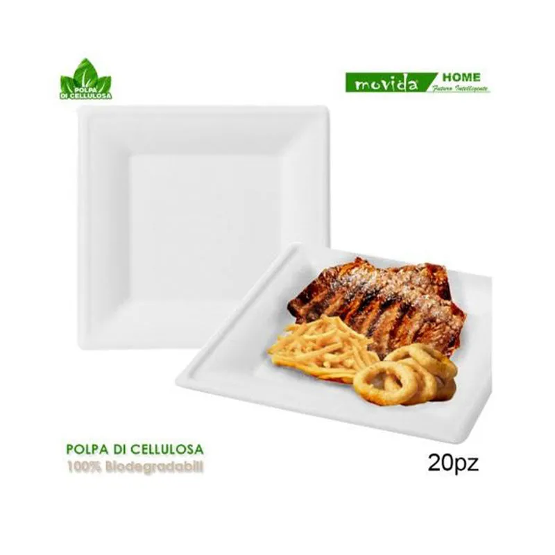 Piatti Bio Quadrato 20 Pezzi 26cm Movida