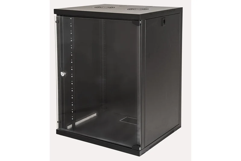 LINK Armadio Rack da Muro 19" 15U LK1915UN Porta in Vetro Temprato Nero 54x45x75 cm 50 kg