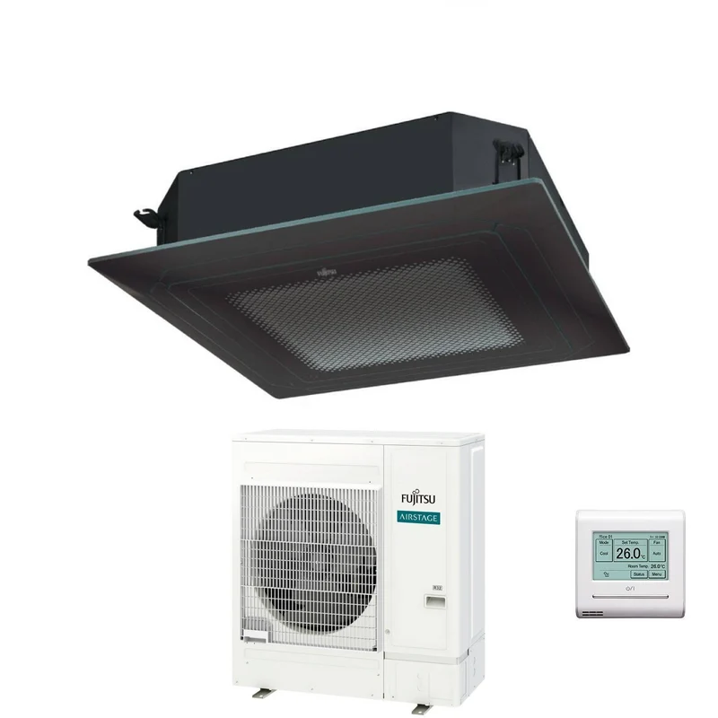Condizionatore a Cassetta Fujitsu KR Circular Flow Black 45000 Btu AUXG45KRLB Monofase R-32 Wi-Fi Optional con Griglia e Filocomando