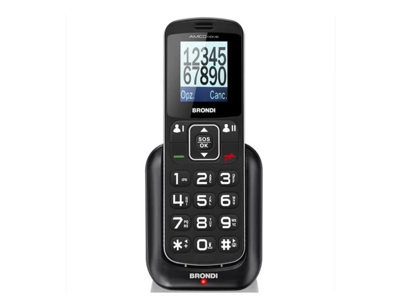 Brondi Telefono Cellulare Base Amico Leale+ Black Metal - Tasti Grandi, SOS, Italiano