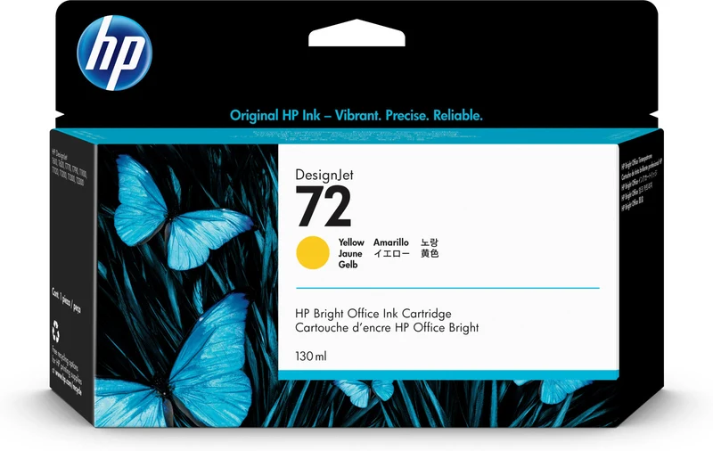 HP Cartuccia Inchiostro 72 C9373A Giallo Originale 130ml Alta Resa per DesignJet