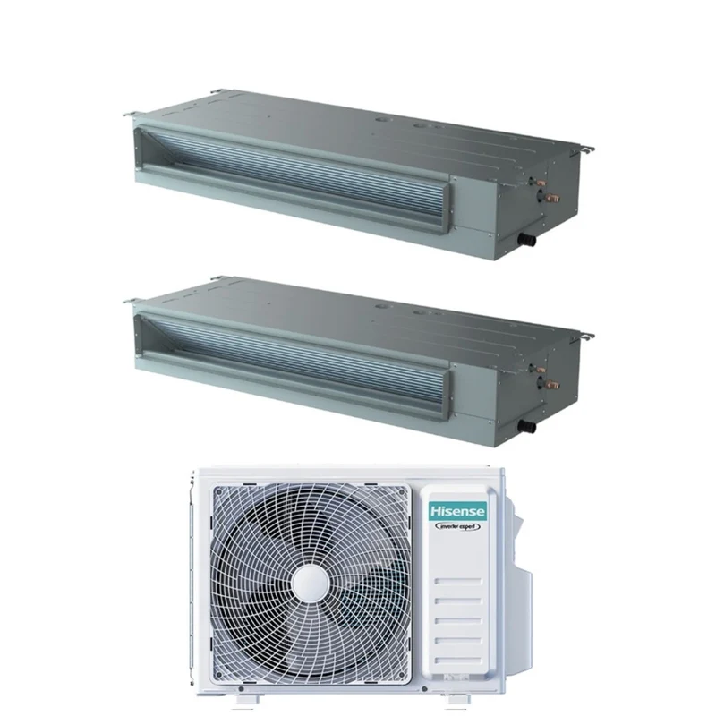 Condizionatore Hisense Dual Split Canalizzato 18+18 con 4AMW81U4RJC R-32 Wi-Fi Optional con Telecomando di Serie