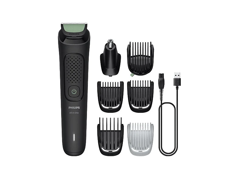 Philips Regolabarba All-In-One Multigroom MG3935/15 Serie 3000 7 Accessori Lame Autoaffilanti Nero