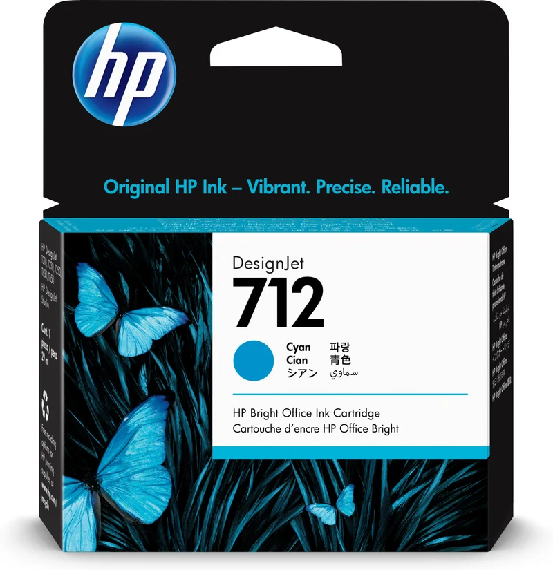 HP Cartuccia Inchiostro Originale 712 Ciano 29ml per DesignJet T210 T230 T250 T630 T650