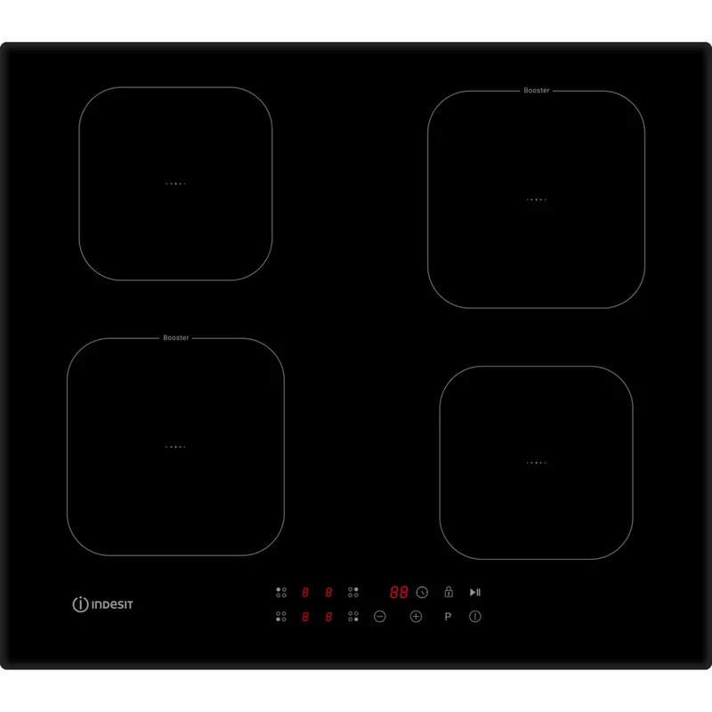 Indesit Piano Cottura a Induzione IS F 18Q60 NE 60 cm 4 Zone Vetroceramica Nero Touch Control Comandi Frontali