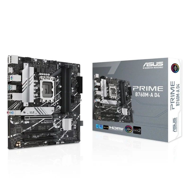 ASUS Scheda Madre PRIME B760M-A D4-CSM Intel B760, Socket LGA 1700, mATX, 4x DDR4, 2x M.2, PCIe 4.0, USB 3.2 Gen 2, 2.5Gb LAN
