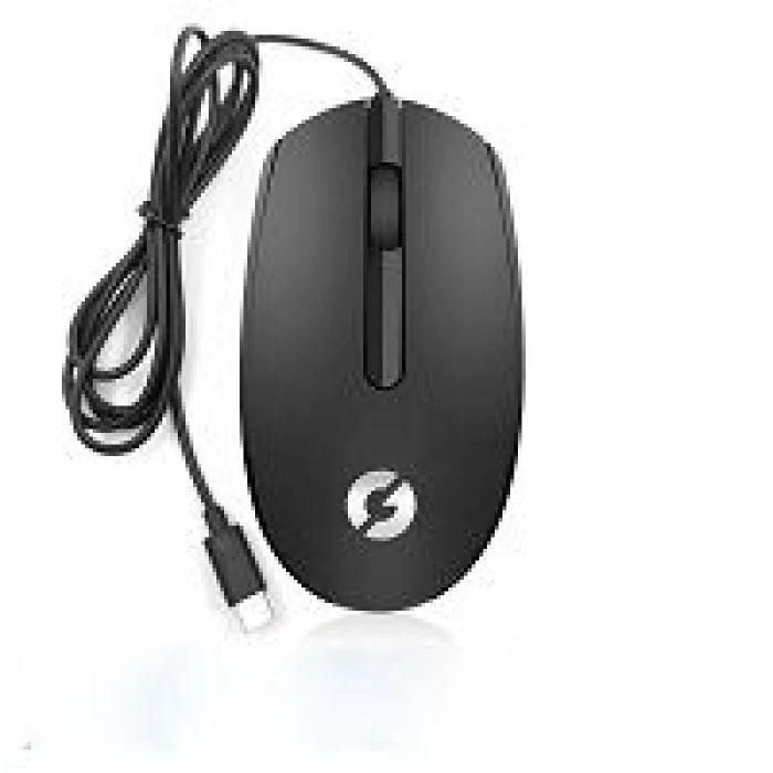 Igloo AC-13B Mouse USB-C Cablato Nero Silenzioso con Adattatore USB-A Incluso