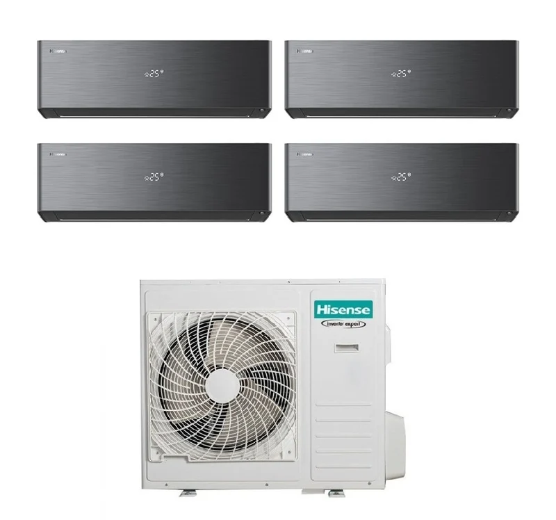 Condizionatore Hisense Quadri Split ENERGY PRO X BLACK 12+12+12+18 con 5AMW105U4RQC R-32 Wi-Fi Integrato