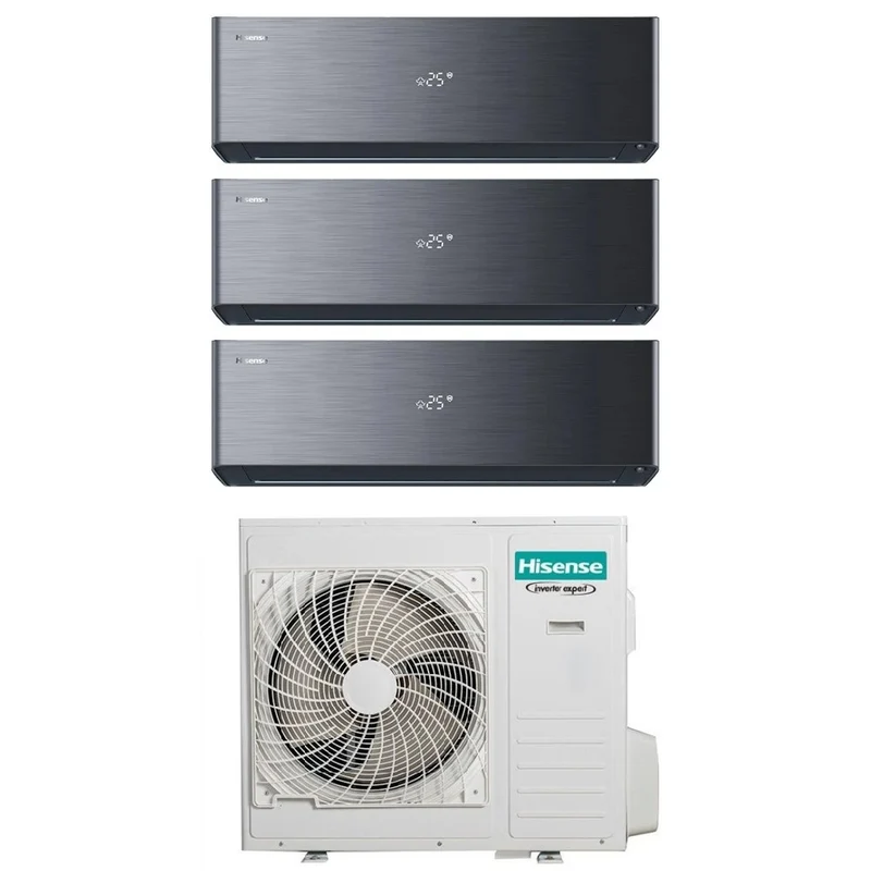 Condizionatore Hisense Trial Split ENERGY PRO X BLACK 9+18+18 con 5AMW105U4RQC R-32 Wi-Fi Integrato