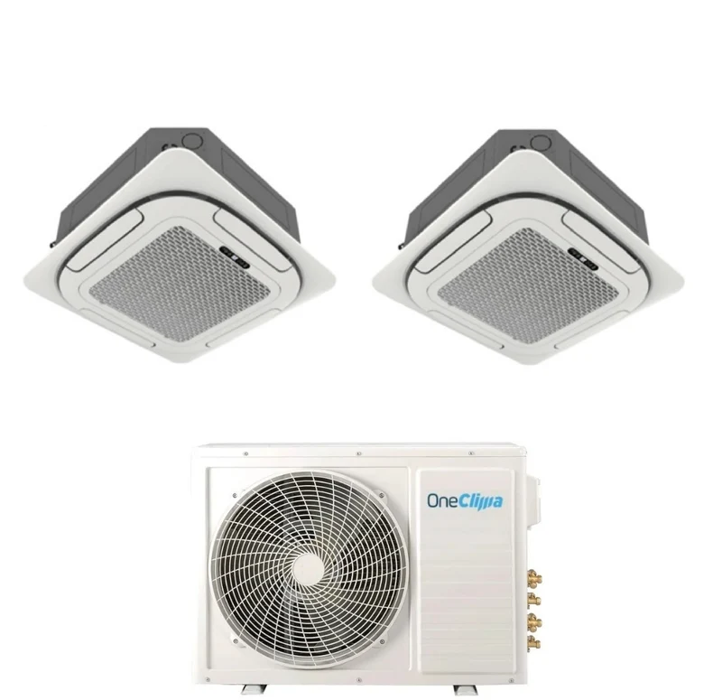 Condizionatore OneClima Dual Split Cassetta 4 Vie 12+12 con MLT21x3/Y24 R-32 Wi-Fi Optional Griglia Inclusa e Telecomando di Serie