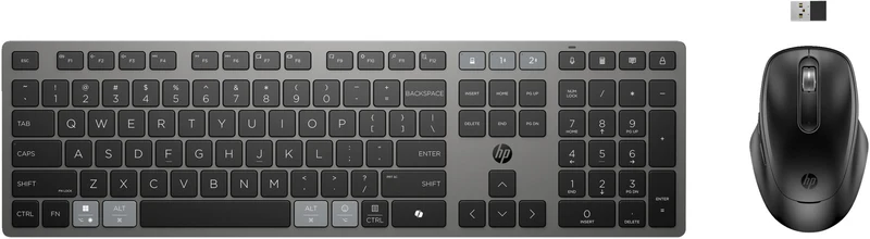 HP 725 Tastiera e Mouse Wireless Ricaricabili Multidispositivo Full-size Nero