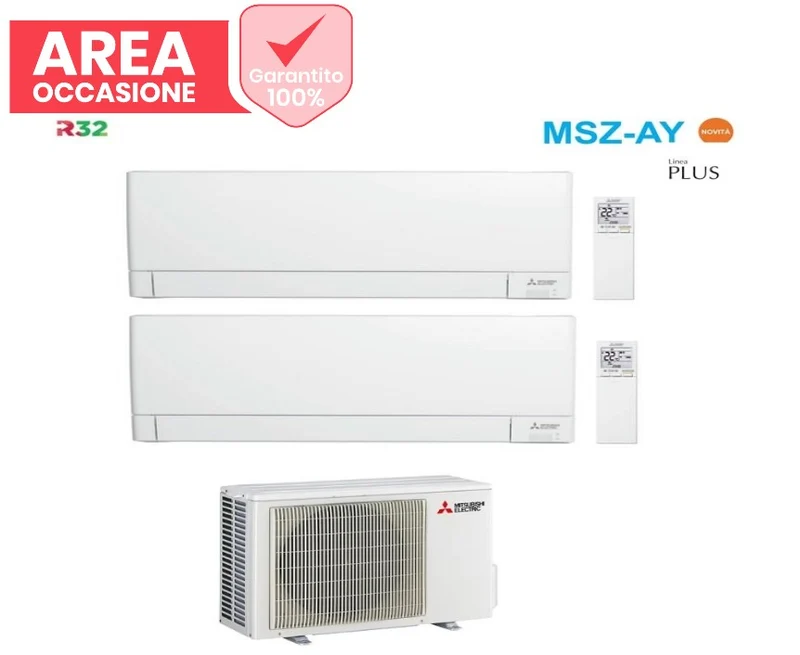 AREA OCCASIONI Climatizzatore Condizionatore Mitsubishi Electric Dual Split Inverter Linea Plus serie MSZ-AY 9+9 con MXZ-2F42VF R-32 Wi-Fi Integrato 9000+9000