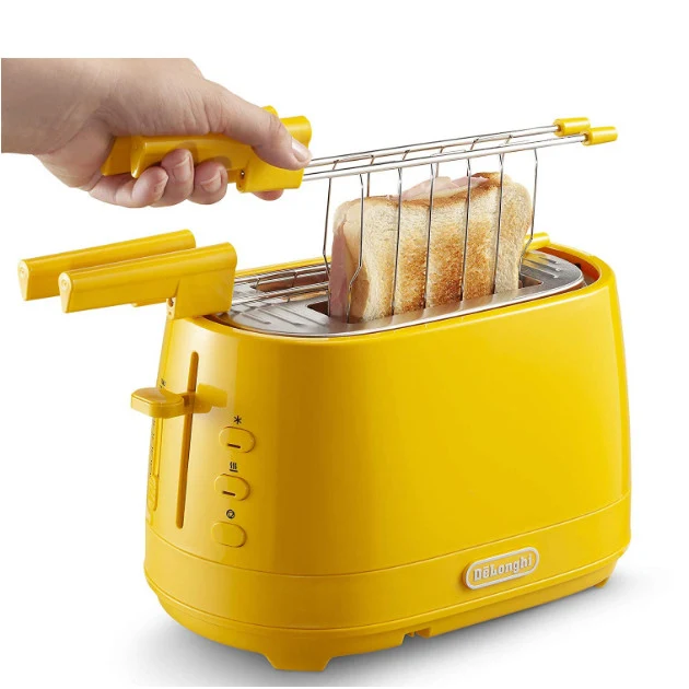 De'Longhi Tostapane CTLAP2203Y Giallo 2 Fette 550W con Funzione Scongelamento