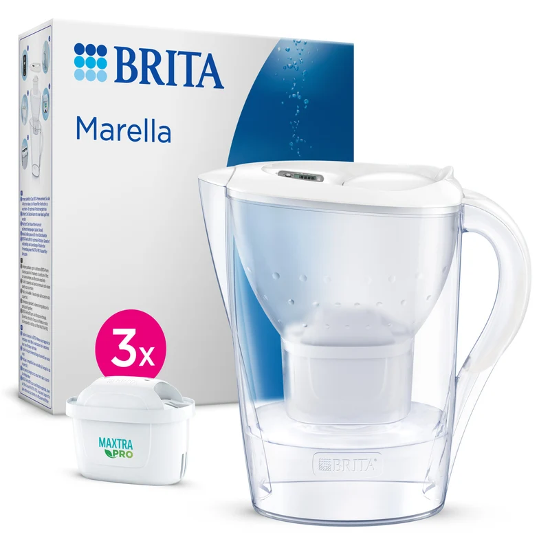 Brita Marella Caraffa Filtrante 2,4L Bianca con 3 Filtri MAXTRA PRO e Memo Digitale