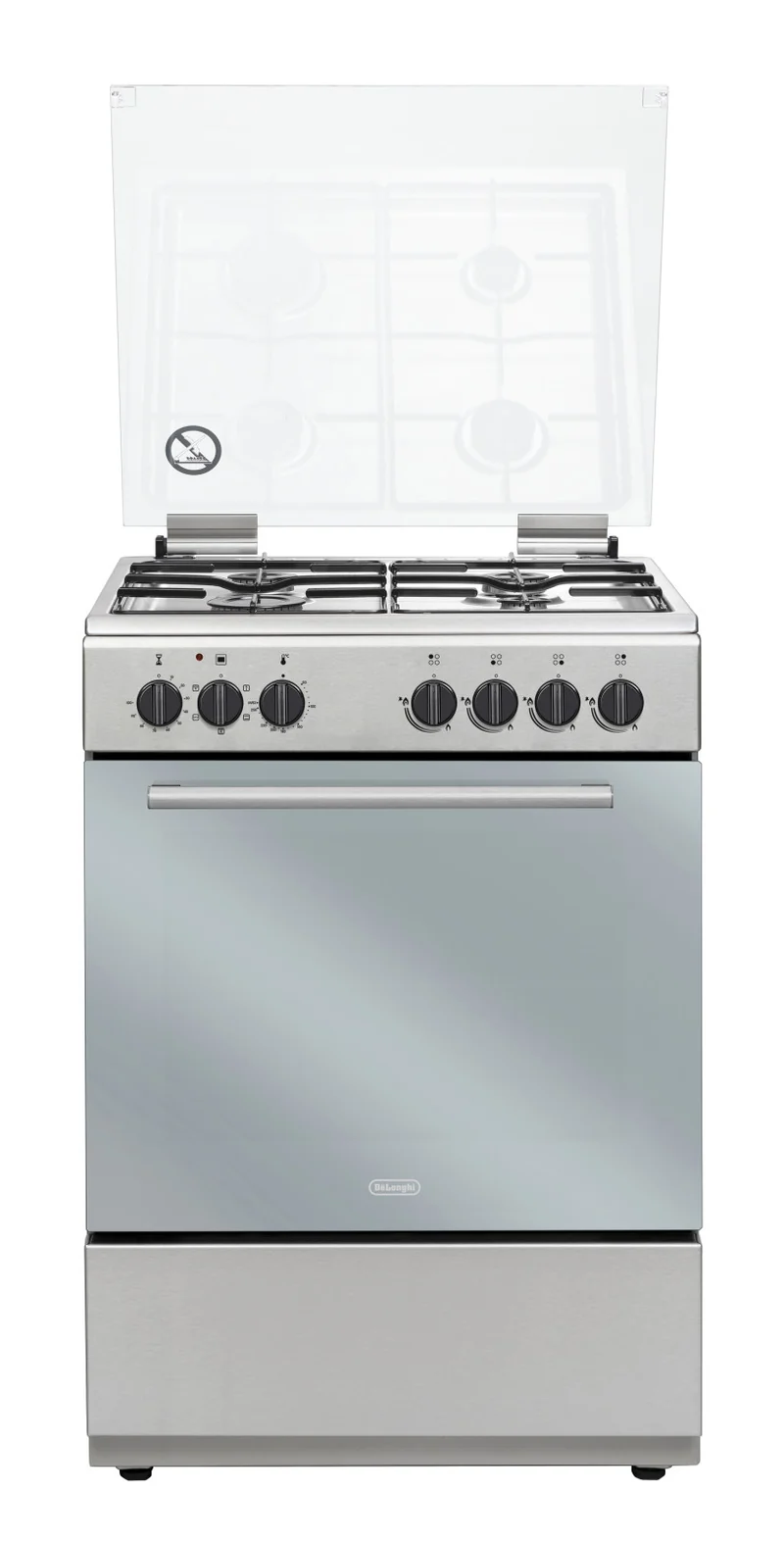De'Longhi DL664EX Cucina a Gas 4 Fornelli con Forno Elettrico 65L Acciaio Inox