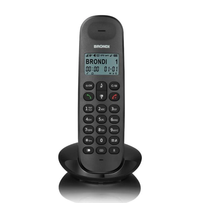 Brondi LOTUS Telefono DECT Nero - Raggio 50m - Set 5 Portatili - ECO DECT