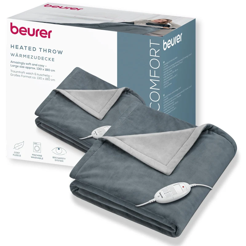 Beurer Coperta Riscaldata HD 1 R Cosy+ Microfleece 6 Livelli Grigio Antracite 150x130 cm