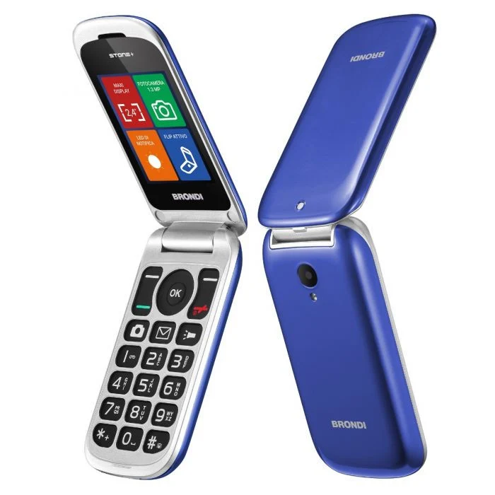 Brondi Stone+ Cellulare Basico a Conchiglia Doppia SIM Blu 2.4" Fotocamera 1.3MP