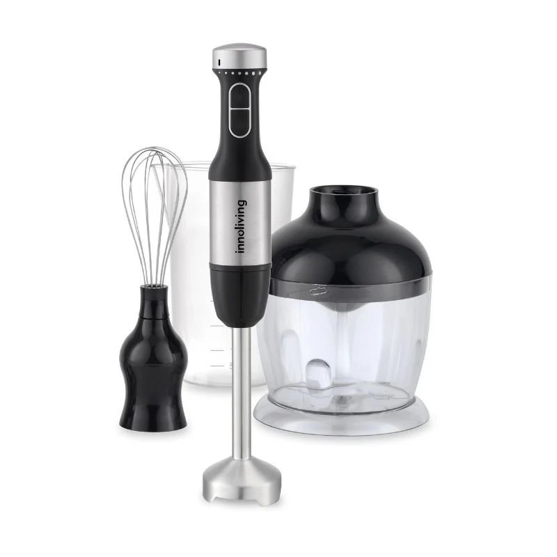 Innoliving INN-698 Frullatore ad Immersione 3 in 1, 700W, 10 Velocità, Tritatutto 750ml, Bicchiere Dosatore 650ml, Acciaio Inox