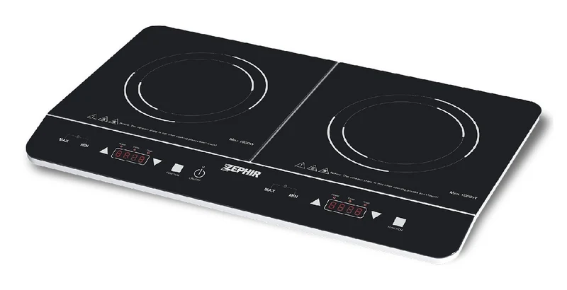 Zephir ZHC14-16 Doppia Piastra a Induzione 2800W 2 Zone Cottura Touch LED Timer 180 min 60 cm Nero