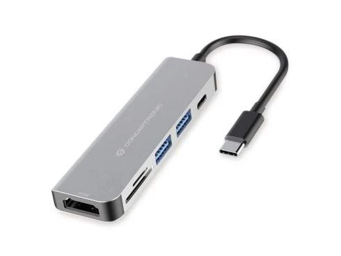 Conceptronic DONN02G Docking Station USB-C 6 in 1 - HDMI, 2x USB-A 3.2 Gen 1, USB-C PD 60W, Lettore SD/MicroSD, Alluminio