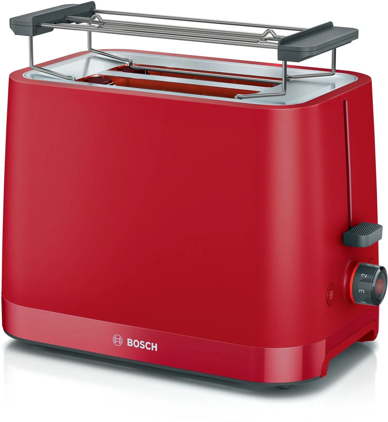 Bosch TAT3M124 MyMoment Tostapane 2 Fette Rosso con Funzione Scongelamento