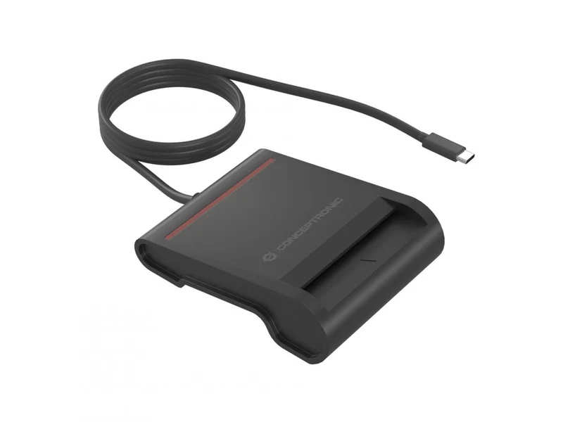 Conceptronic Lettore Smart Card Universale USB-C Nero, Plug & Play, Windows/Mac