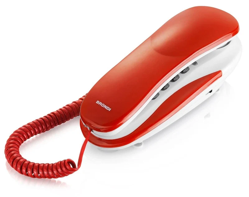 Brondi Kenoby Telefono Fisso Analogico a Filo Slim Rosso/Bianco - Installabile a Muro