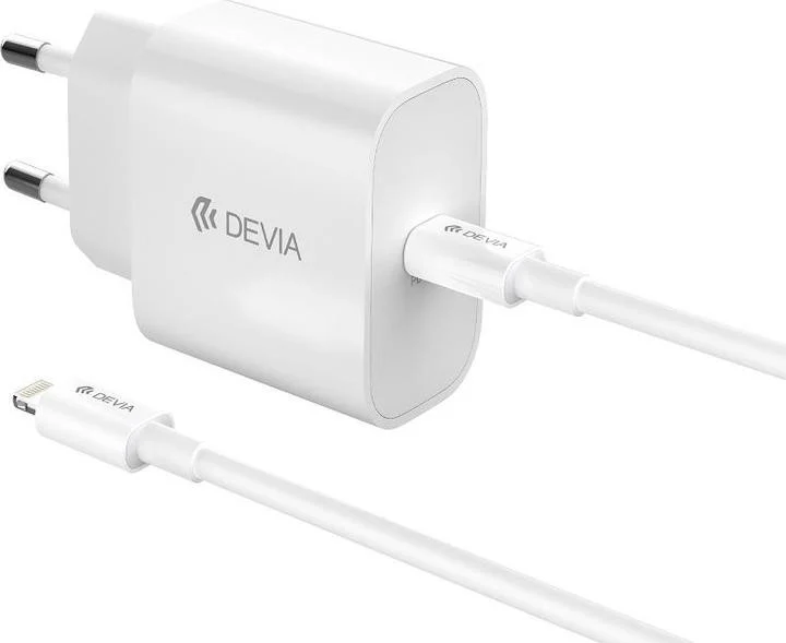 Devia Caricatore USB Type-C 30W Power Delivery GaN Bianco con Cavo Type-C