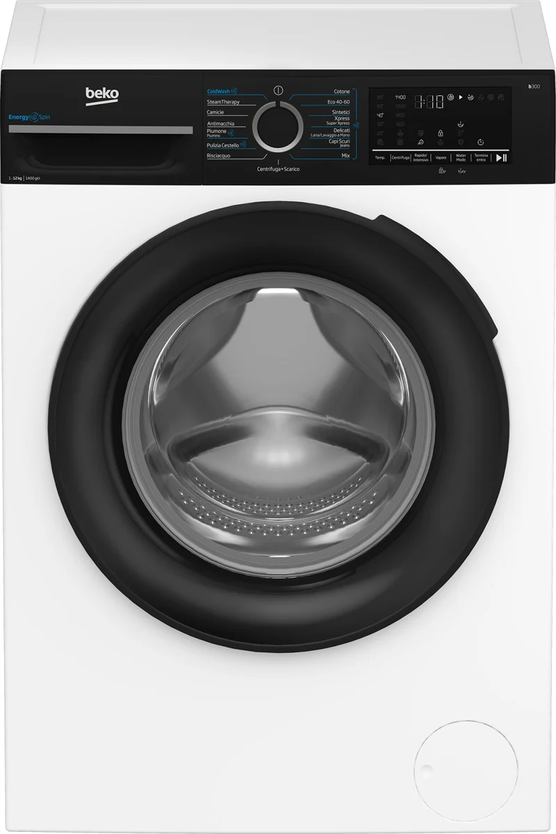 Beko Lavatrice EnergySpin BMGWT41241B 12kg Classe A 1400 Giri Nero/Bianco
