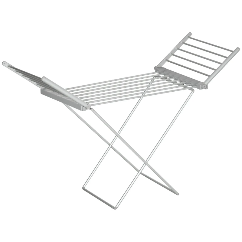 Easycomfort Stendino Elettrico Riscaldato con Ali Pieghevole Salvaspazio in Lega di Alluminio, 144x53x91cm, Argento