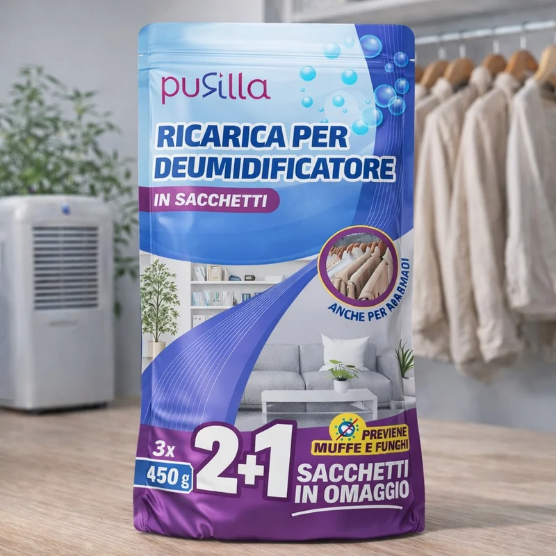 Ricarica Assorbiumidità Inodore 3 Buste Da 450 Gr