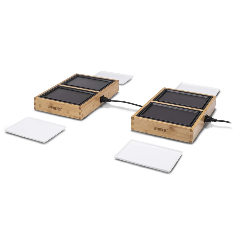 Princess Set Teppanyaki Dinner4All Pure 104040 4 Persone 840W Bambù/Nero