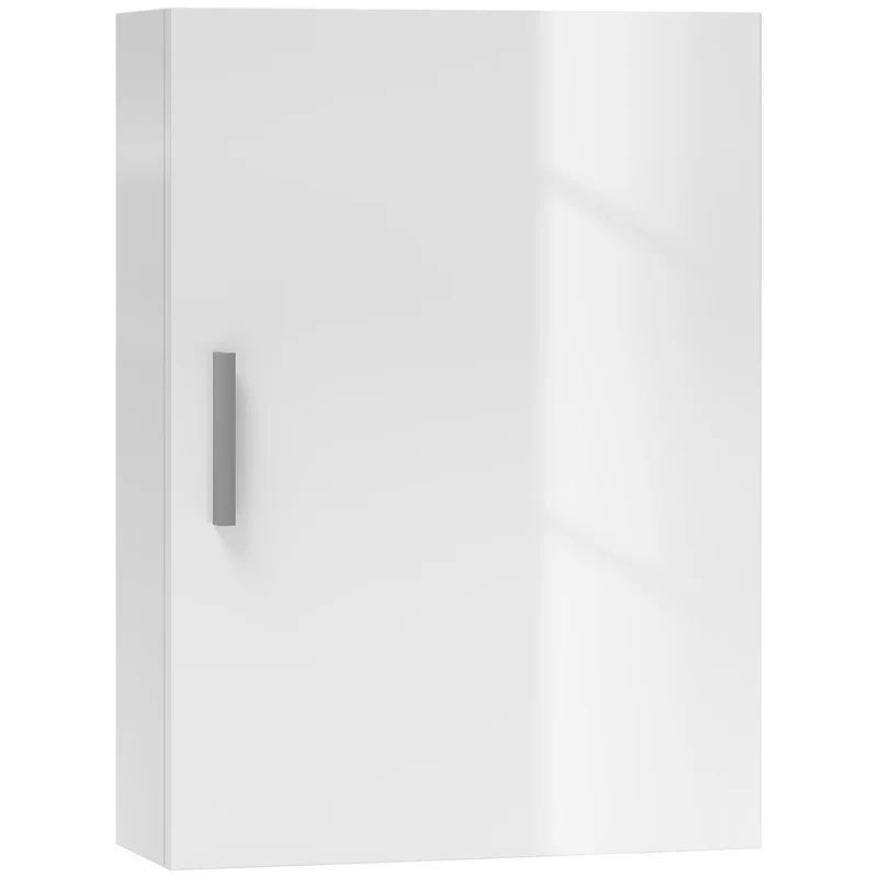 EasyComfort Armadietto Bagno da Parete in Legno con 3 Ripiani Regolabili in Vetro su 3 Livelli, 40x15x55 cm, Bianco